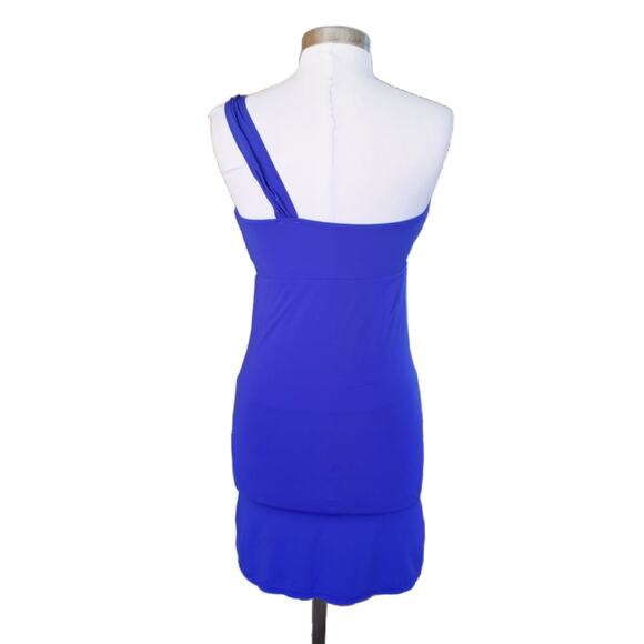 Jantzen One Shoulder Swim Dress Swimsuit Cobalt Blue Goddess One-piece Coverup - Picture 3 of 8